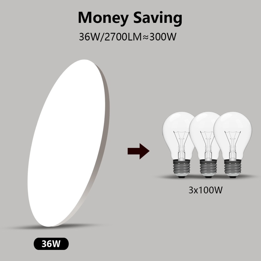 Brilagi - LED Himmennettävä kattovalo SMART LED/36W/230V 2700-6500K Wi-Fi Tuya + kaukosäädin