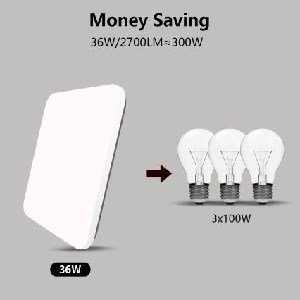 Brilagi - LED Himmennettävä kattovalo SMART LED/36W/230V 2700-6500K Wi-Fi Tuya + kaukosäädin
