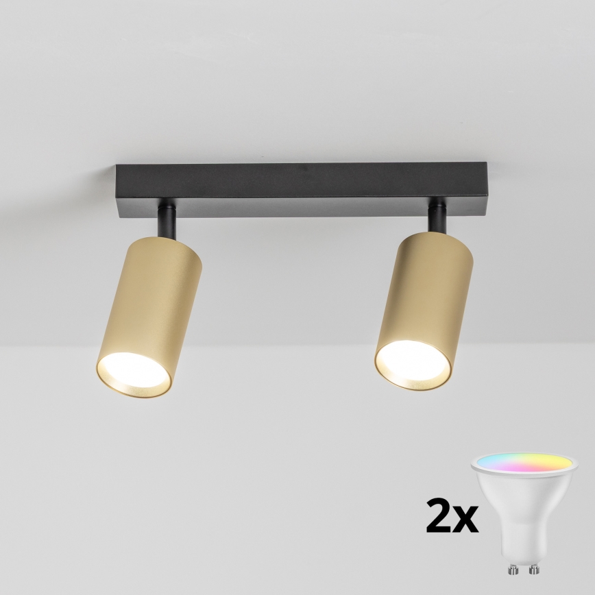 Brilagi - LED-himmennettävä kohdevalaisin SELE GOLDEN 2xGU10/6,5W/230V 2700-6500K musta/kultainen