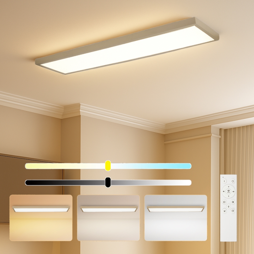 Brilagi - LED himmennettävä kylpyhuoneen kattovalaisin FRAME SMART LED/50W/230V 120x30 cm 3000-6000K IP44 beige + kaukosäädin