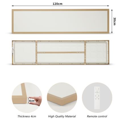 Brilagi - LED himmennettävä kylpyhuoneen kattovalaisin FRAME SMART LED/50W/230V 120x30 cm 3000-6000K IP44 beige + kaukosäädin