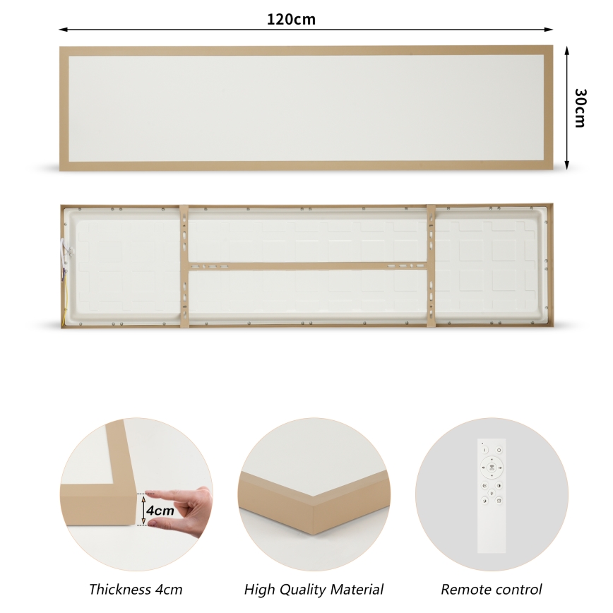Brilagi - LED himmennettävä kylpyhuoneen kattovalaisin FRAME SMART LED/50W/230V 120x30 cm 3000-6000K IP44 beige + kaukosäädin