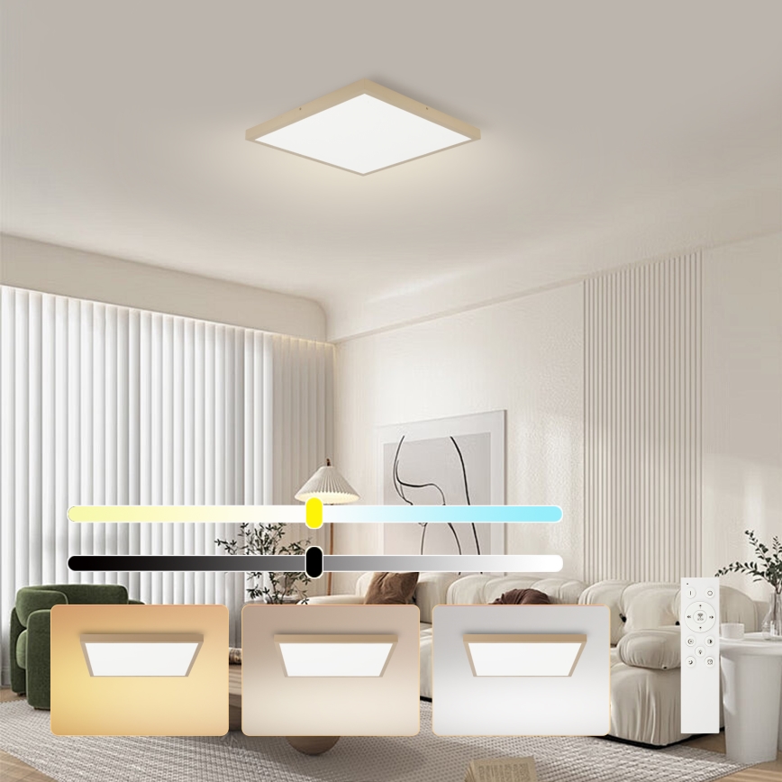 Brilagi - himennettävä kylpyhuoneen kattovalaisin FRAME SMART LED/50W/230V 60x60 cm 3000-6000K IP44 beige + kaukosäädin