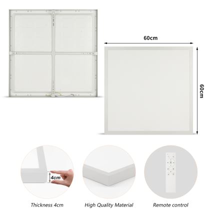 Brilagi - LED himmennettävä kylpyhuoneen kattovalaisin FRAME SMART LED/50W/230V 60x60 cm 3000-6000K IP44 hopeanvärinen + kaukosäädin