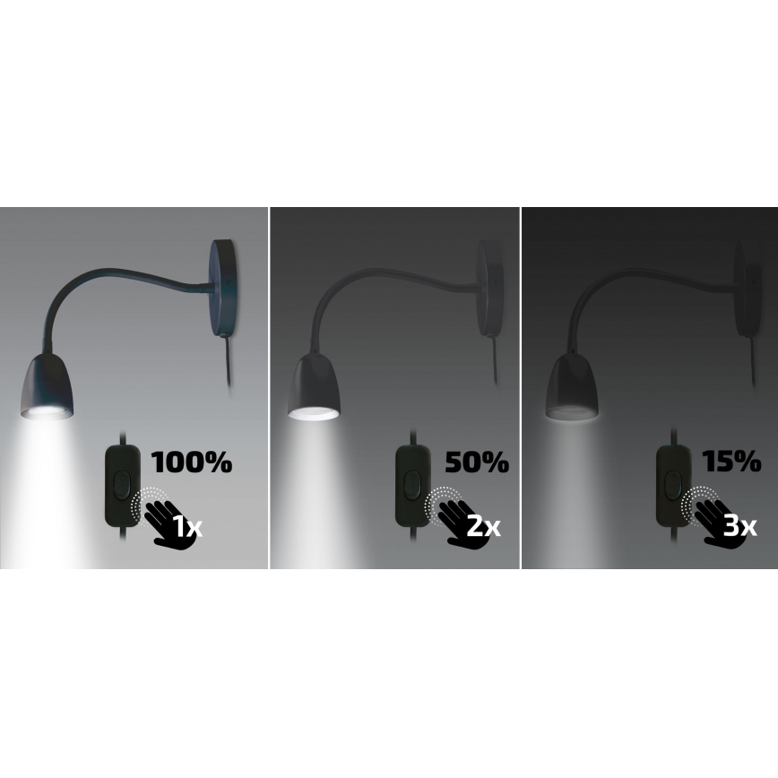 Brilagi - LED Himmennettävä pieni seinävalaisin LED/4W/230V musta