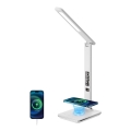 Brilagi - LED himmennettävä pöytävalaisin langattomalla QI-latauksella ja USB-liitännällä REGINA LED/8,5W/230V valkoinen
