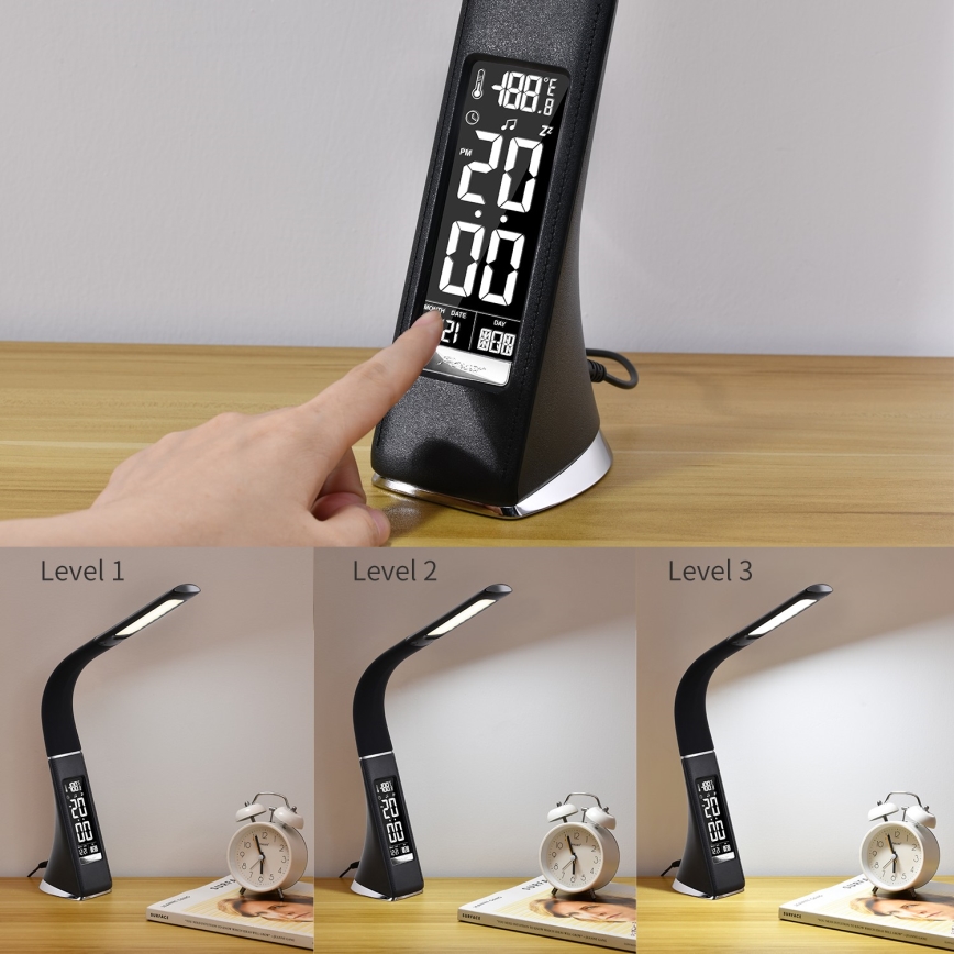 Brilagi - LED Himmennettävä pöytävalaisin näytöllä PELLE LED/7W/230V musta