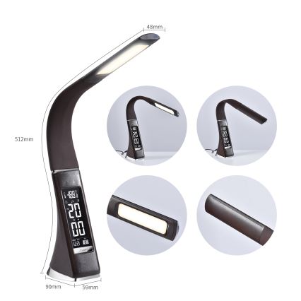 Brilagi - LED Himmennettävä pöytävalaisin näytöllä PELLE LED/7W/230V ruskea