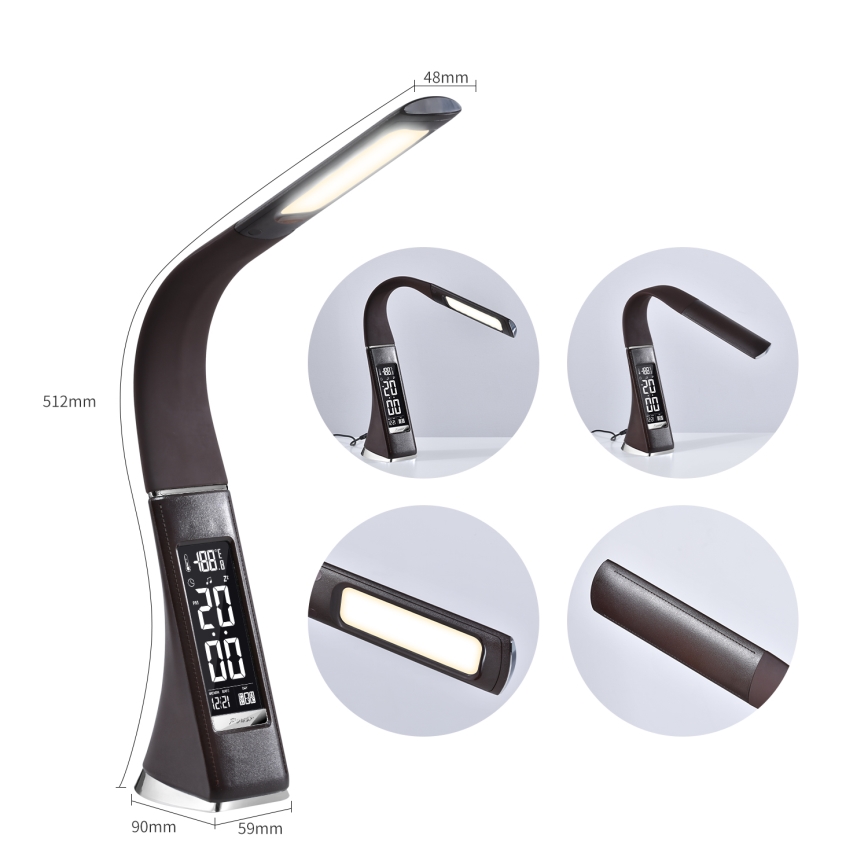 Brilagi - LED Himmennettävä pöytävalaisin näytöllä PELLE LED/7W/230V ruskea