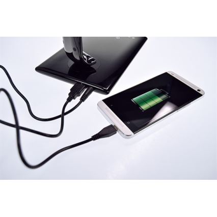 Brilagi - LED-himmennettävä pöytävalaisin USB-liitin LED / 12W / 230V musta
