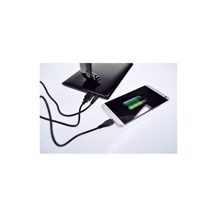 Brilagi - LED-himmennettävä pöytävalaisin USB-liitin LED / 12W / 230V musta