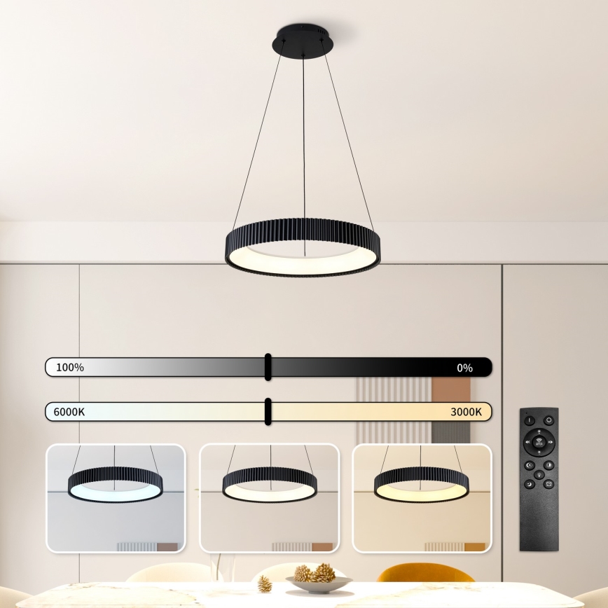 Brilagi - LED-himmennettävä riippuvalaisin vaijerilla FALCON MODERN LED/30W/230V 3000–6500K halkaisija 40 cm musta + kaukosäädin