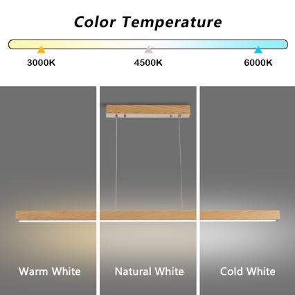 Brilagi - himmennettävä LED-riippuvalaisin vaijerilla OAK SMART LED/30W/230V Wi-Fi Tuya tammi + kaukosäädin