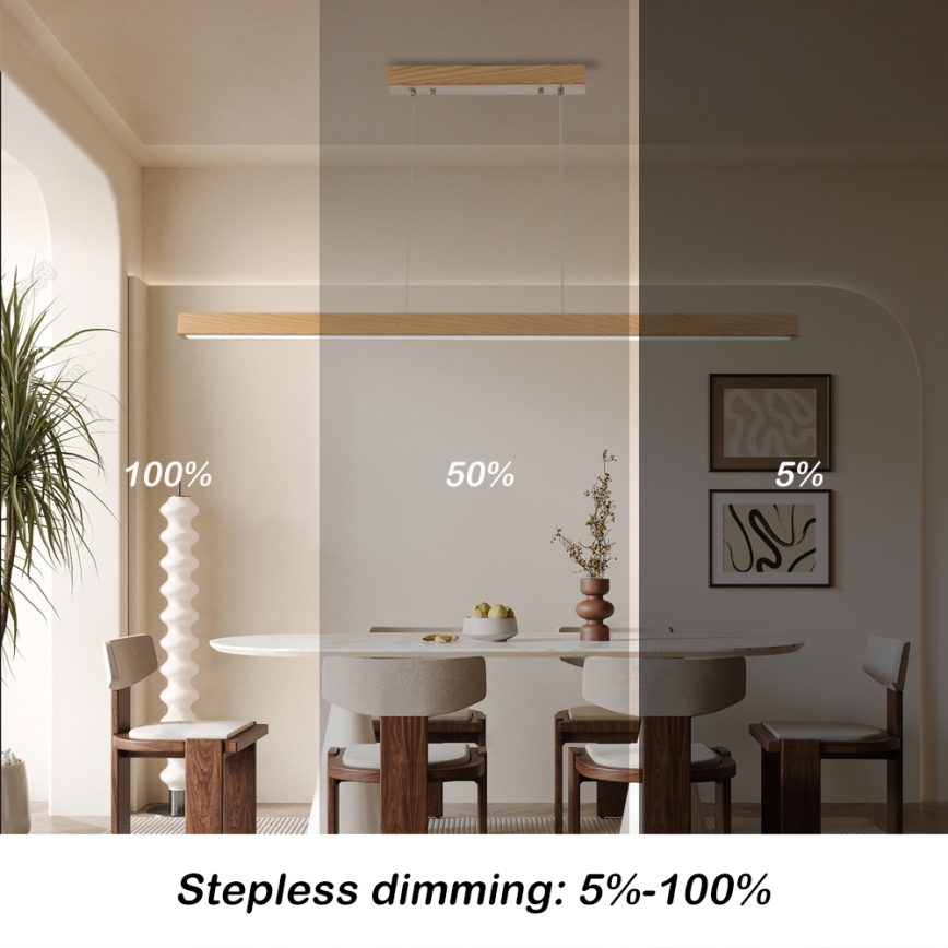 Brilagi - himmennettävä LED-riippuvalaisin vaijerilla OAK SMART LED/30W/230V Wi-Fi Tuya tammi + kaukosäädin
