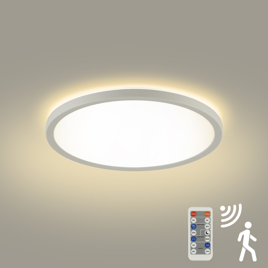 Brilagi - LED himmennettävä valaisin liiketunnistimella ja hämäräkytkimellä ULTRA OHUT LED/18W/230V halkaisija 30 cm + kaukosäädin