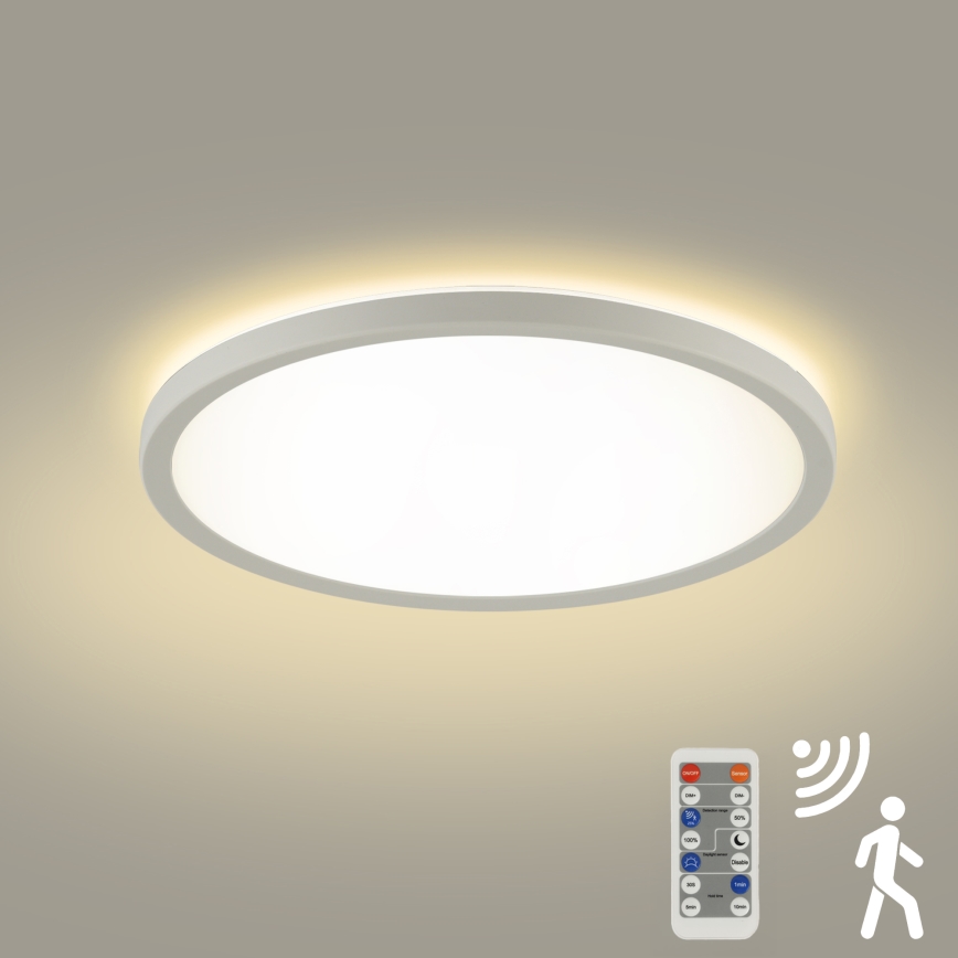 Brilagi - LED himmennettävä valaisin liiketunnistimella ja hämäräkytkimellä ULTRA OHUT LED/24W/230V halkaisija 42 cm + kaukosäädin