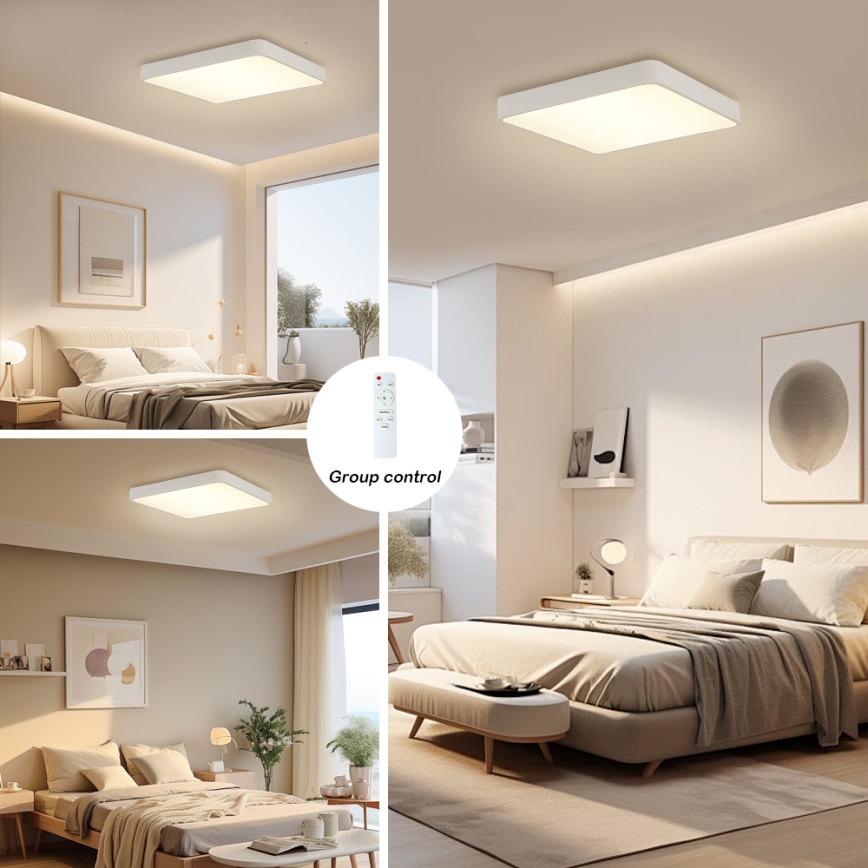 Brilagi - LED himmennettävä kattovalaisin POOL SQUARE LED/36W/230V 3000-6000K 40x40 cm valkoinen + kaukosäädin