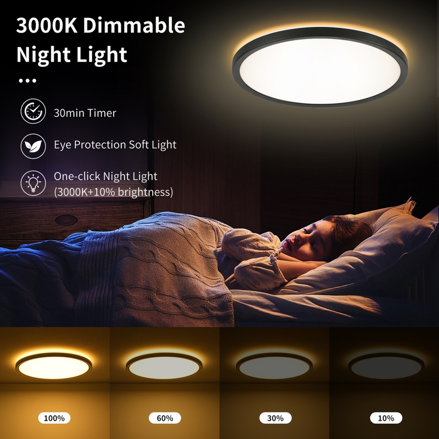 Brilagi - LED Himmennettävä valo liike- ja hämärätunnistimella ULTRA SLIM LED/18W/230V halkaisija 30 cm + kauko-ohjaus