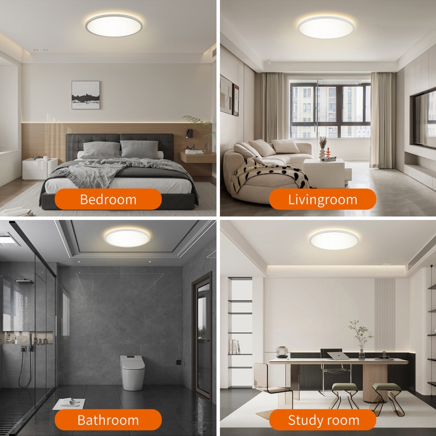 Brilagi - LED Himmennettävä valo liike- ja hämärätunnistimella ULTRA SLIM LED/18W/230V halkaisija 30 cm + kauko-ohjaus