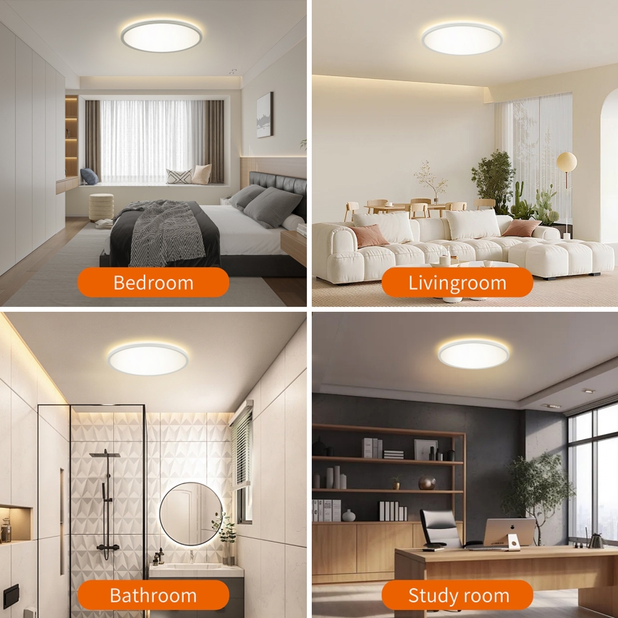 Brilagi - LED Himmennettävä valo liike- ja hämärätunnistimella ULTRA SLIM LED/24W/230V halkaisija 42 cm + kauko-ohjaus