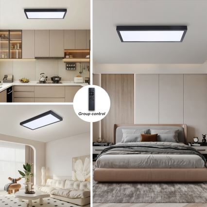 Brilagi - Himmennettävä kylpyhuoneen LED-kattovalaisin FRAME SMART LED/30W/230V 30x60 cm 3000-6000K  IP44 musta  + kauko-ohjaus