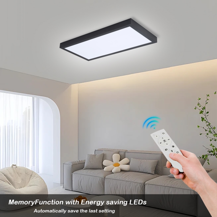 Brilagi - Himmennettävä kylpyhuoneen LED-kattovalaisin FRAME SMART LED/30W/230V 30x60 cm 3000-6000K  IP44 musta  + kauko-ohjaus