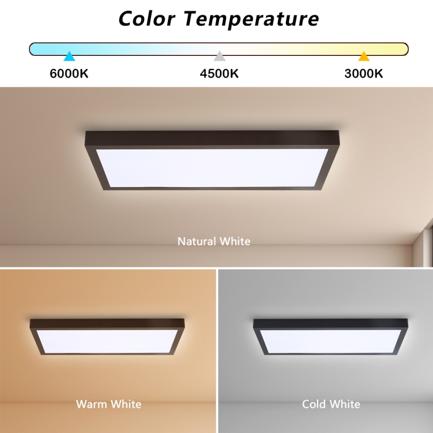 Brilagi - Himmennettävä kylpyhuoneen LED-kattovalaisin FRAME SMART LED/30W/230V 30x60 cm 3000-6000K  IP44 musta  + kauko-ohjaus
