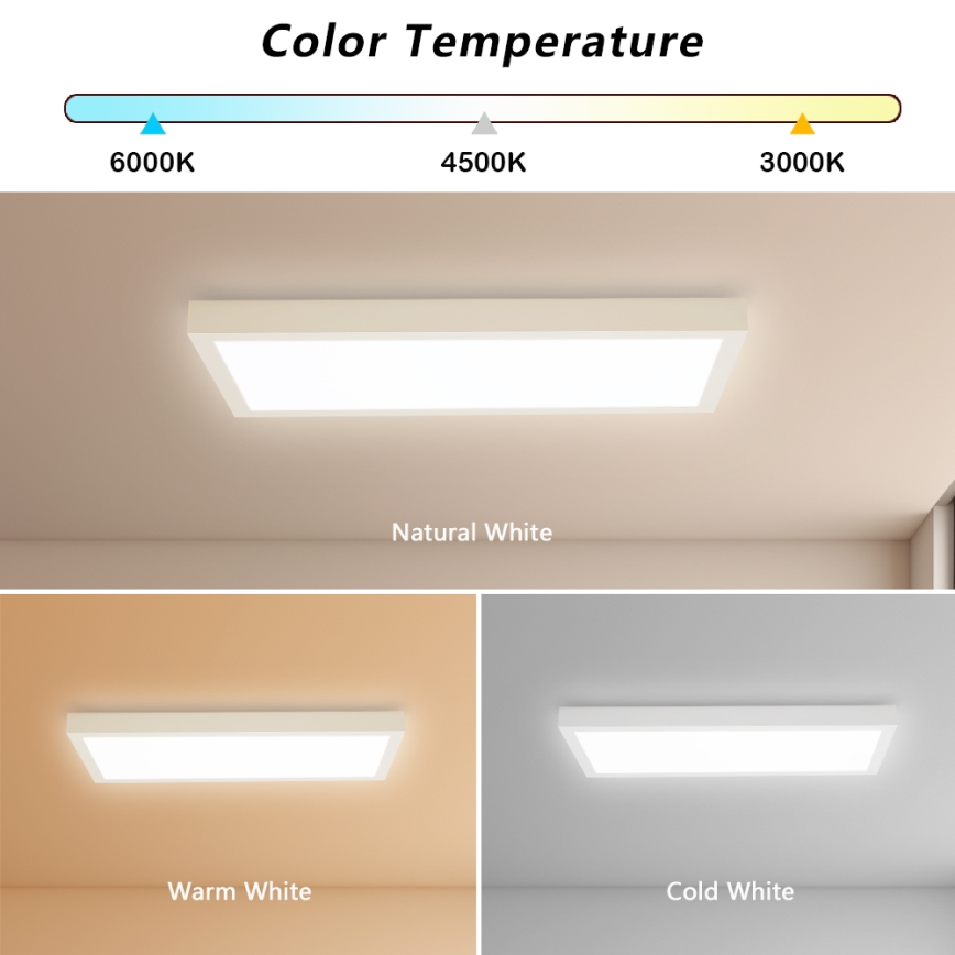 Brilagi - Himmennettävä kylpyhuoneen LED-kattovalaisin FRAME SMART LED/30W/230V 30x60 cm 3000-6000K IP44 valkoinen + kauko-ohjaus