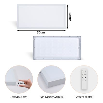 Brilagi - Himmennettävä kylpyhuoneen LED-kattovalaisin FRAME SMART LED/30W/230V 30x60 cm 3000-6000K IP44 valkoinen + kauko-ohjaus