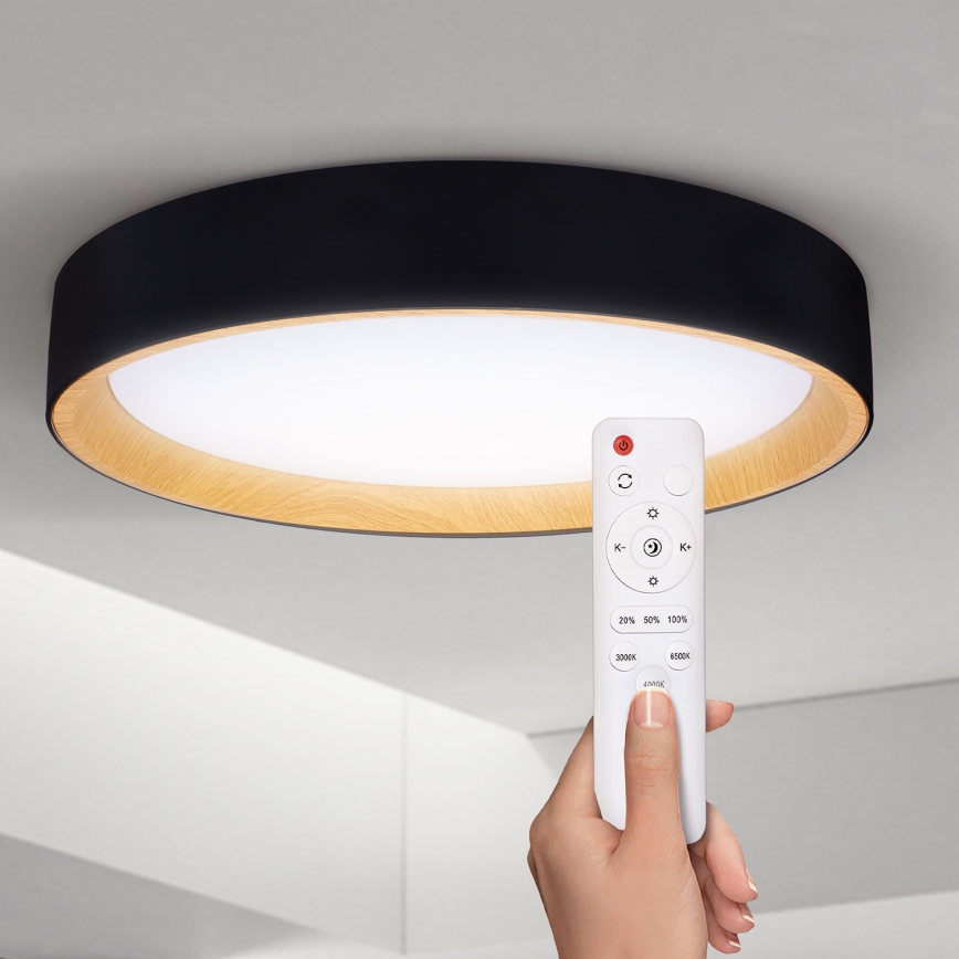 Brilagi - Himmennettävä LED-kattovalaisin LARIOS LED/60W/230V 3000-6500K ø 49 cm musta + kauko-ohjaus