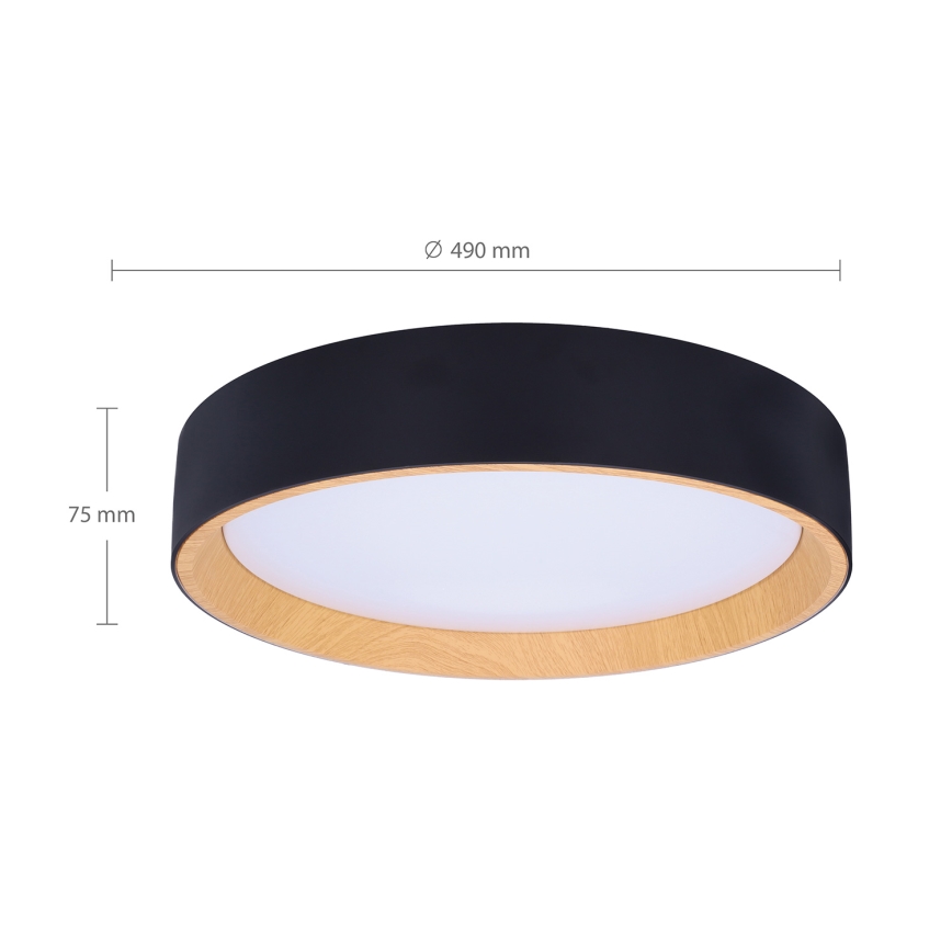 Brilagi - Himmennettävä LED-kattovalaisin LARIOS LED/60W/230V 3000-6500K ø 49 cm musta + kauko-ohjaus