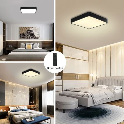 Brilagi - Himmennettävä LED-kattovalaisin POOL LED/48W/230V 3000-6000K 50x50 cm musta + kauko-ohjaus