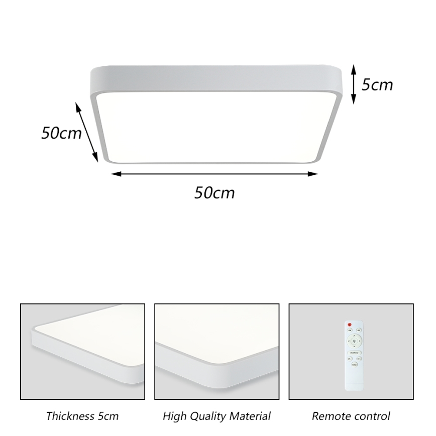 Brilagi - Himmennettävä LED-kattovalaisin POOL LED/48W/230V 3000-6000K 50x50 cm valkoinen + kauko-ohjaus