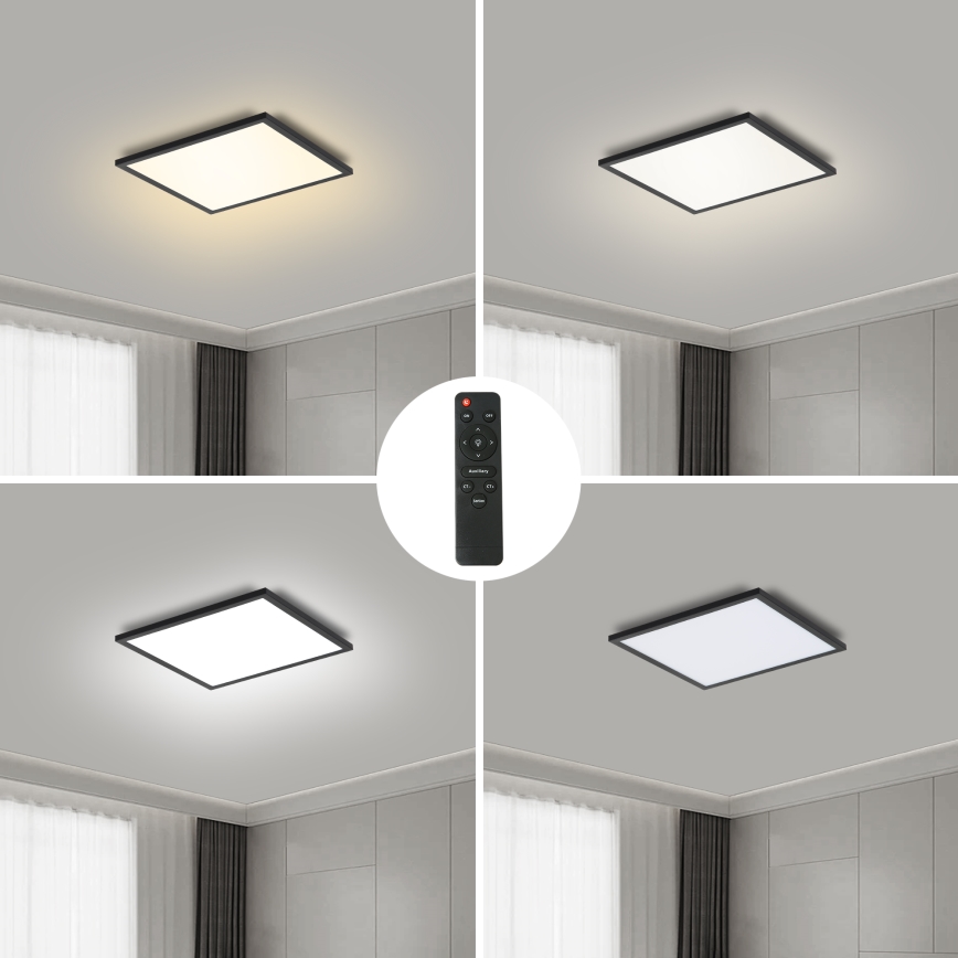Brilagi - Himmennettävä LED-kattovalaisin SLIMFRAME LED/25W/230V 30x30 cm 3000-6000K musta + kauko-ohjaus