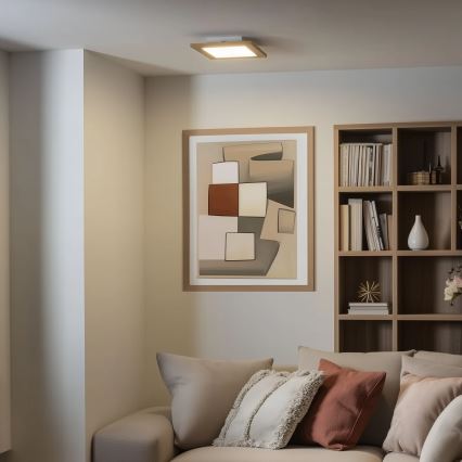 Brilagi - Himmennettävä LED-kattovalaisin SLIMFRAME WOOD LED/25W/230V 34x34 cm 3000-6000K ruskea + kauko-ohjaus