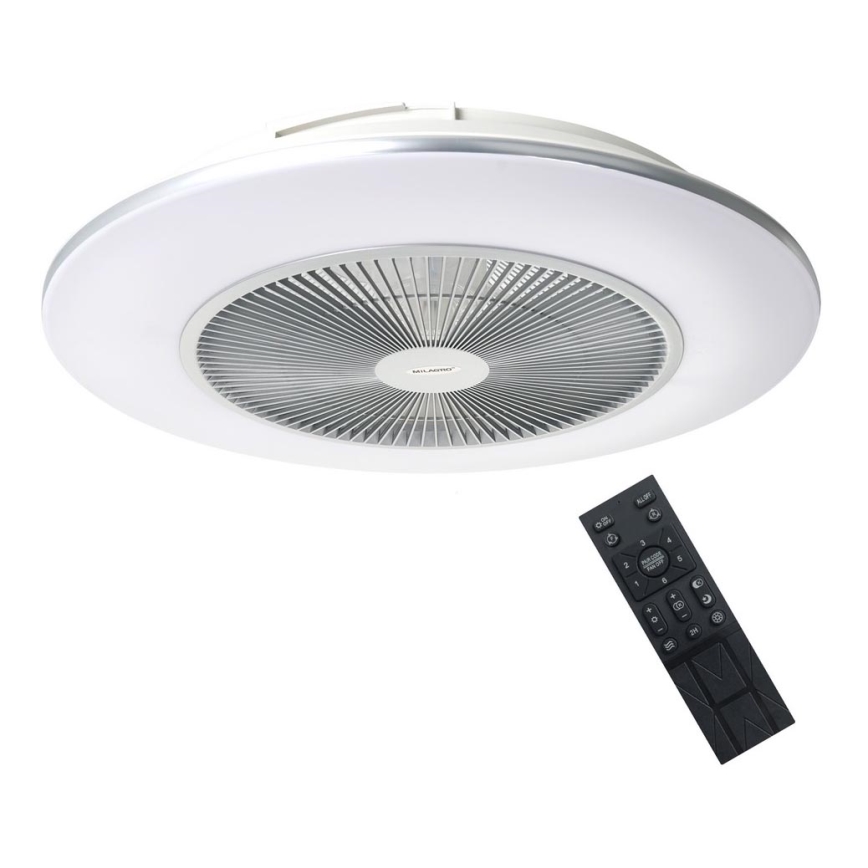 Brilagi - LED Himmennettävä valo tuulettimella AURA LED/38W/230V hopea + kaukosäädin