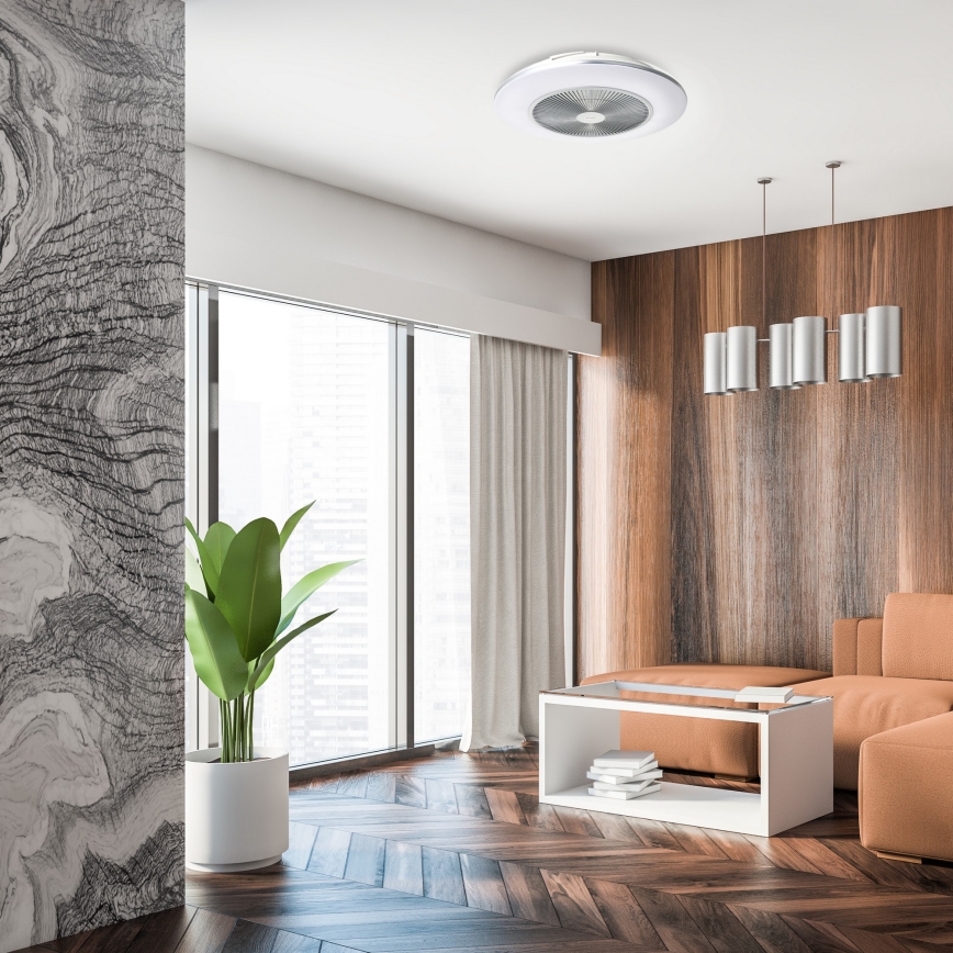Brilagi - LED Himmennettävä valo tuulettimella AURA LED/38W/230V hopea + kaukosäädin