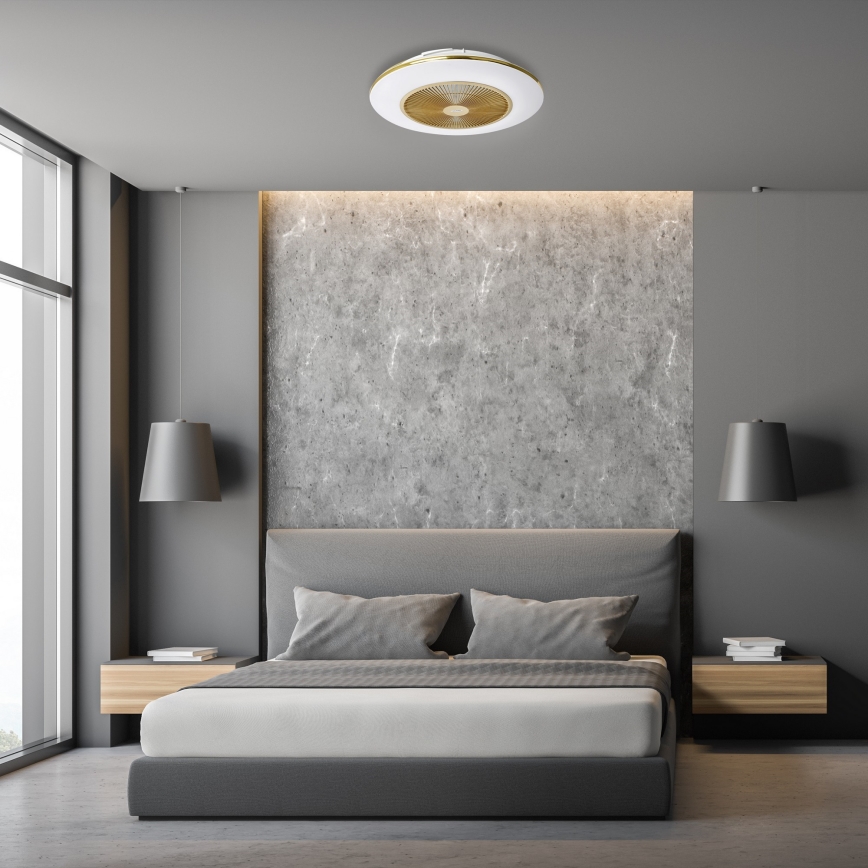 Brilagi - LED Himmennettävä valo tuulettimella AURA LED/38W/230V 3000-6000K kulta + kaukosäädin