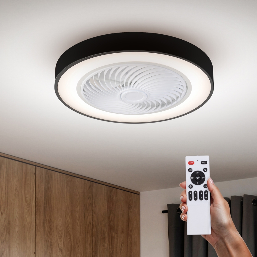 Brilagi - LED Himmennettävä kattovalaisin tuulettimella LED/30W/230V 3000-6500K musta + kauko-ohjaus