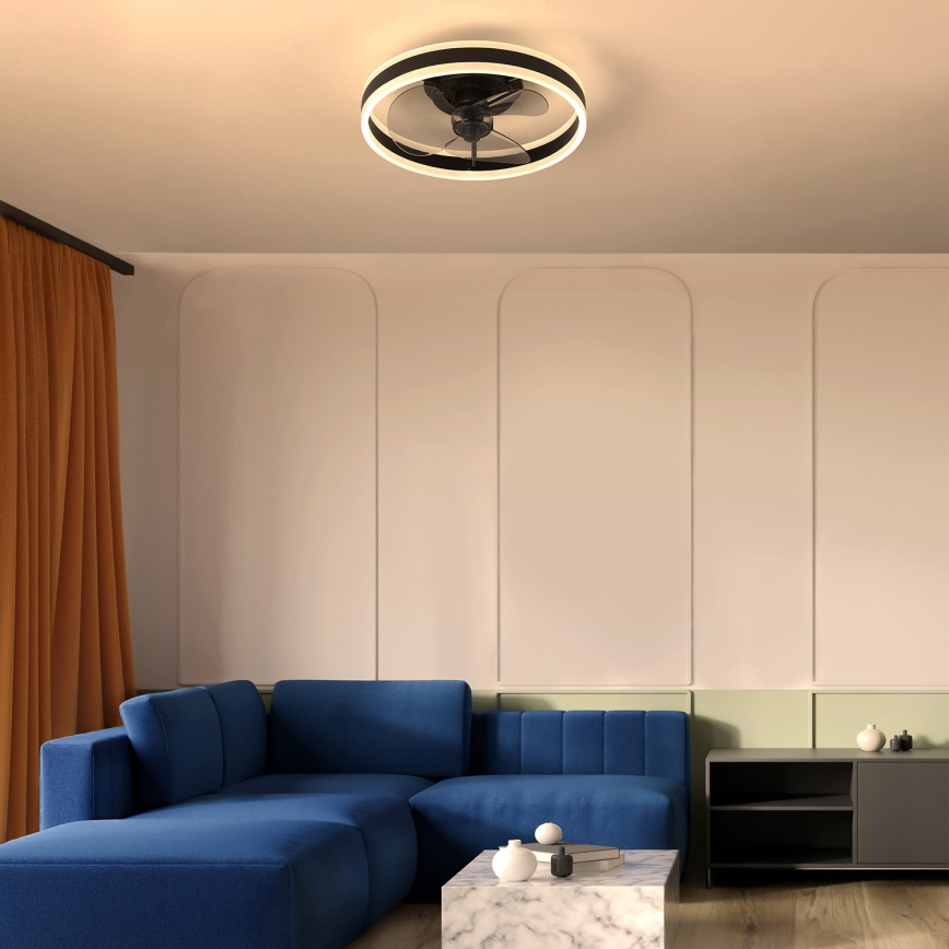 Brilagi - LED Himmennettävä kattovalaisin tuulettimella LED/30W/230V 3000-6500K musta + kauko-ohjaus