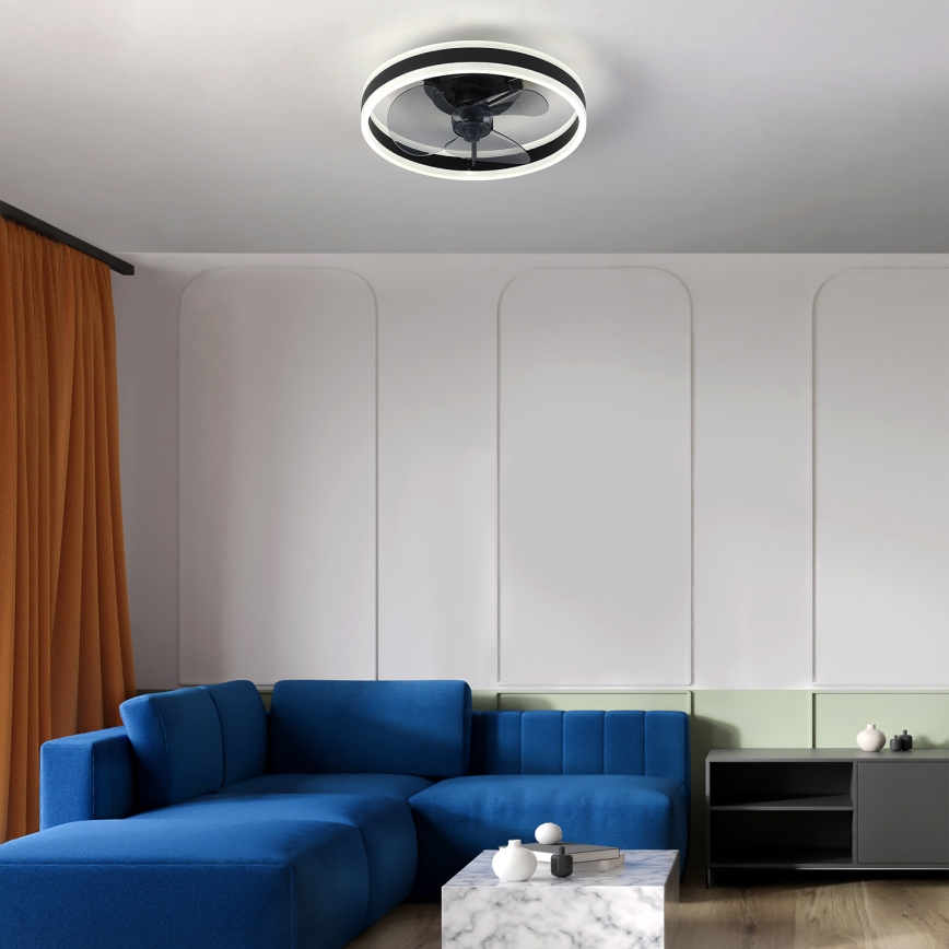 Brilagi - LED Himmennettävä kattovalaisin tuulettimella LED/30W/230V 3000-6500K musta + kauko-ohjaus