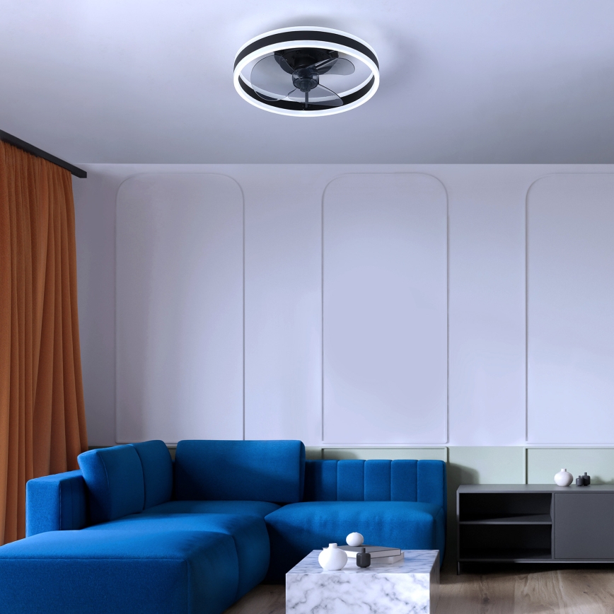 Brilagi - LED Himmennettävä kattovalaisin tuulettimella LED/30W/230V 3000-6500K musta + kauko-ohjaus