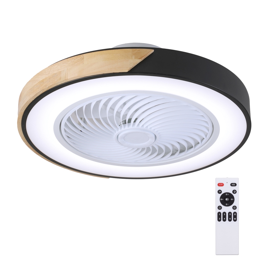 Brilagi - LED Himmennettävä kattovalaisin tuulettimella LED/30W/230V 3000-6500K musta/tammi + kauko-ohjaus