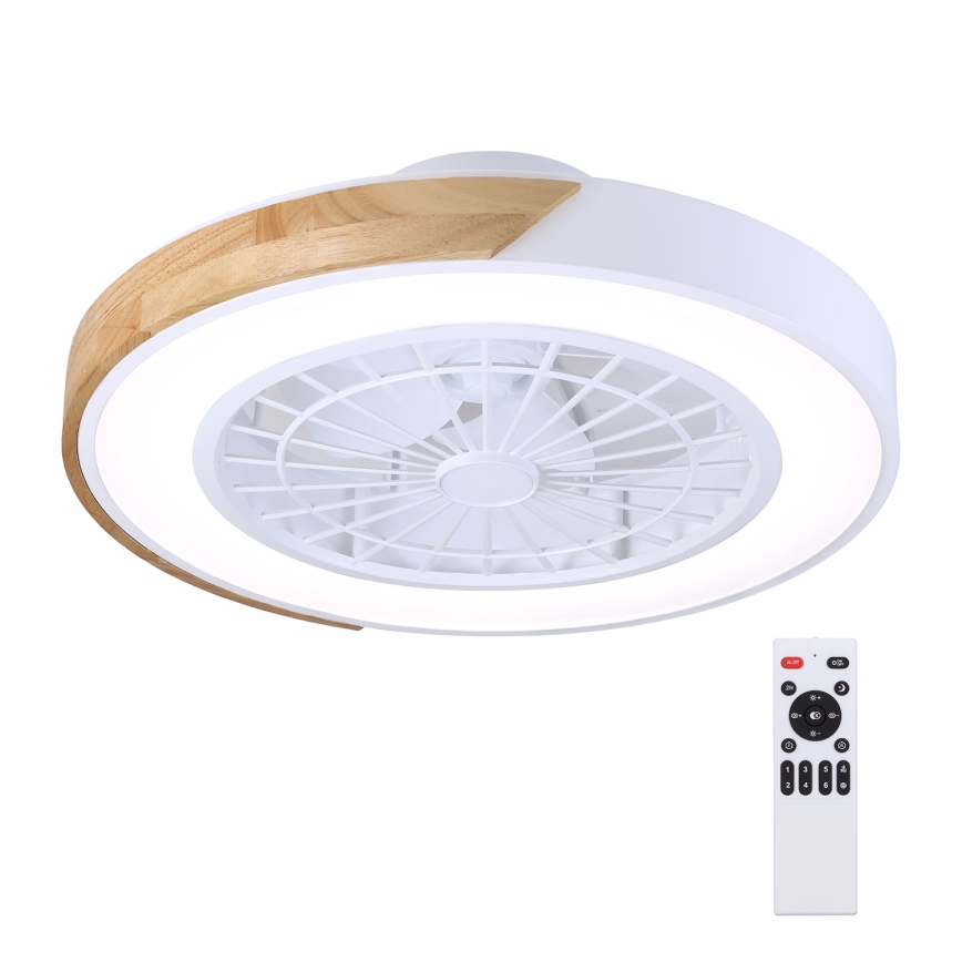 Brilagi - LED Himmennettävä kattovalaisin tuulettimella LED/30W/230V 3000-6500K valkoinen/tammi + kauko-ohjaus