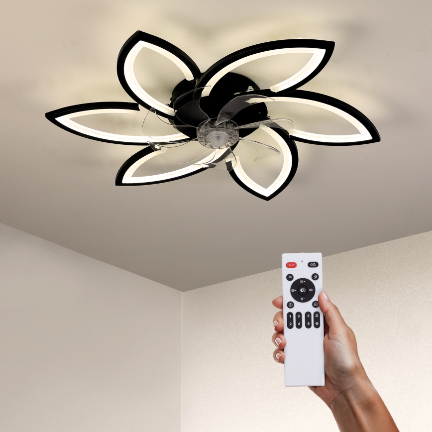 Brilagi - LED Himmennettävä kattovalaisin tuulettimella LED/50W/230V 3000-6500K musta + kauko-ohjaus