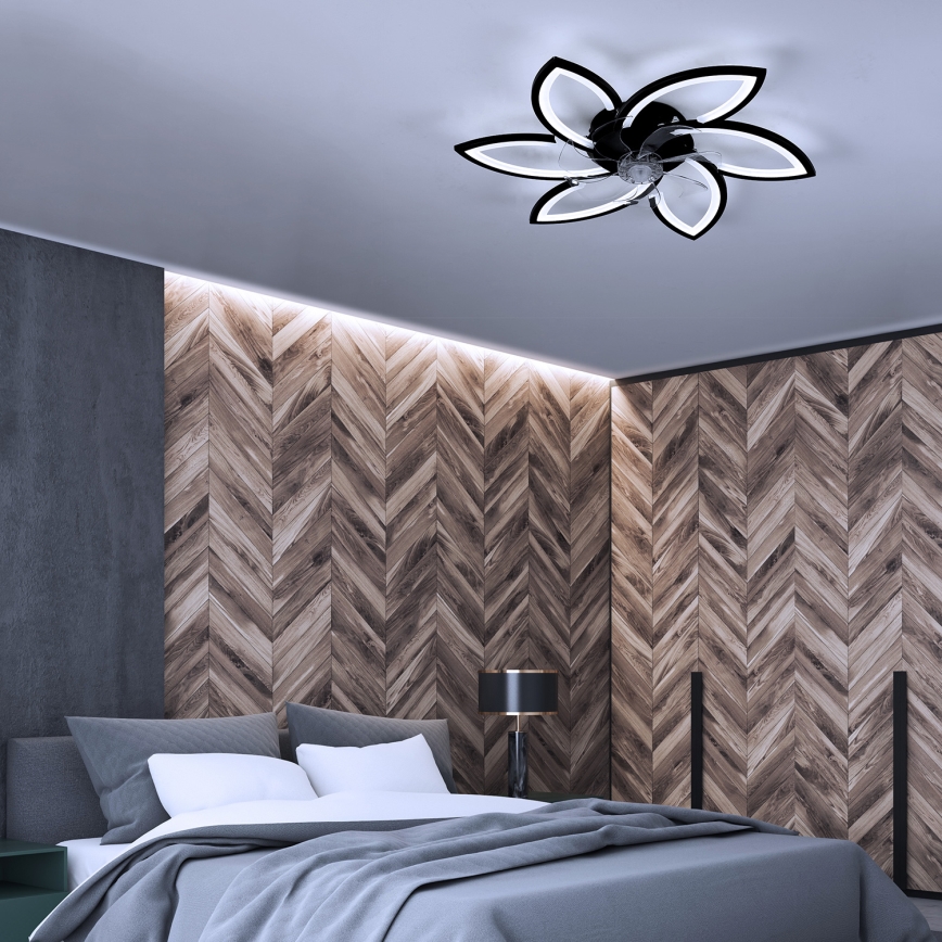 Brilagi - LED Himmennettävä kattovalaisin tuulettimella LED/50W/230V 3000-6500K musta + kauko-ohjaus