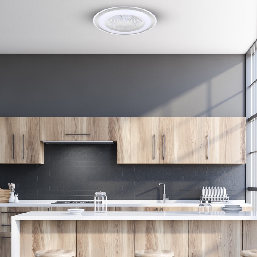 Brilagi - LED Himmennettävä valo tuulettimella RONDA LED/48W/230V 3000-6000K hopea + kaukosäädin