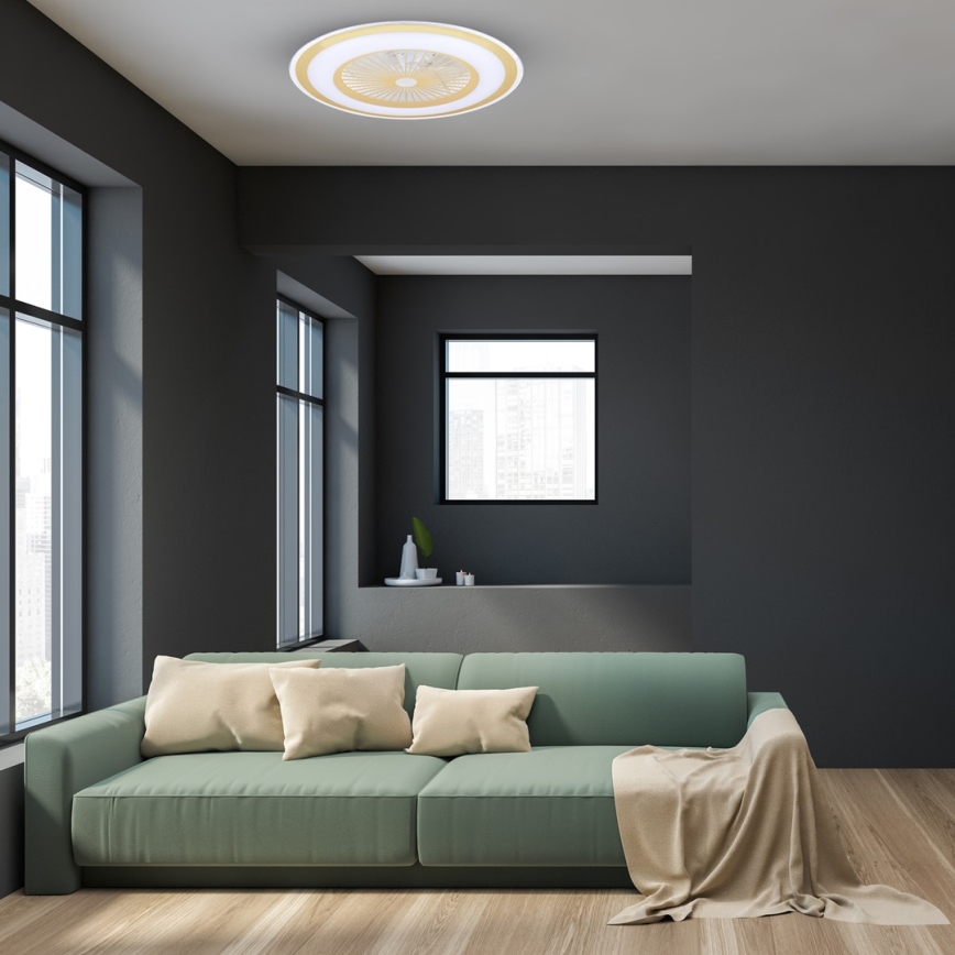 Brilagi - LED Himmennettävä valo tuulettimella RONDA LED/48W/230V 3000-6000K kulta + kaukosäädin