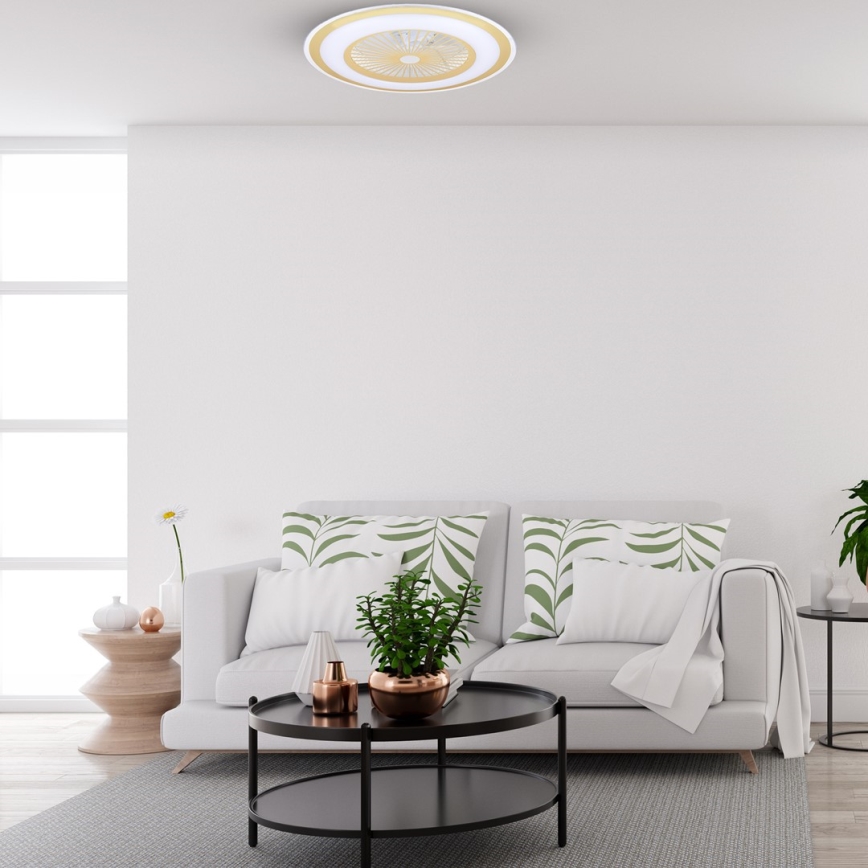 Brilagi - LED Himmennettävä valo tuulettimella RONDA LED/48W/230V 3000-6000K kulta + kaukosäädin