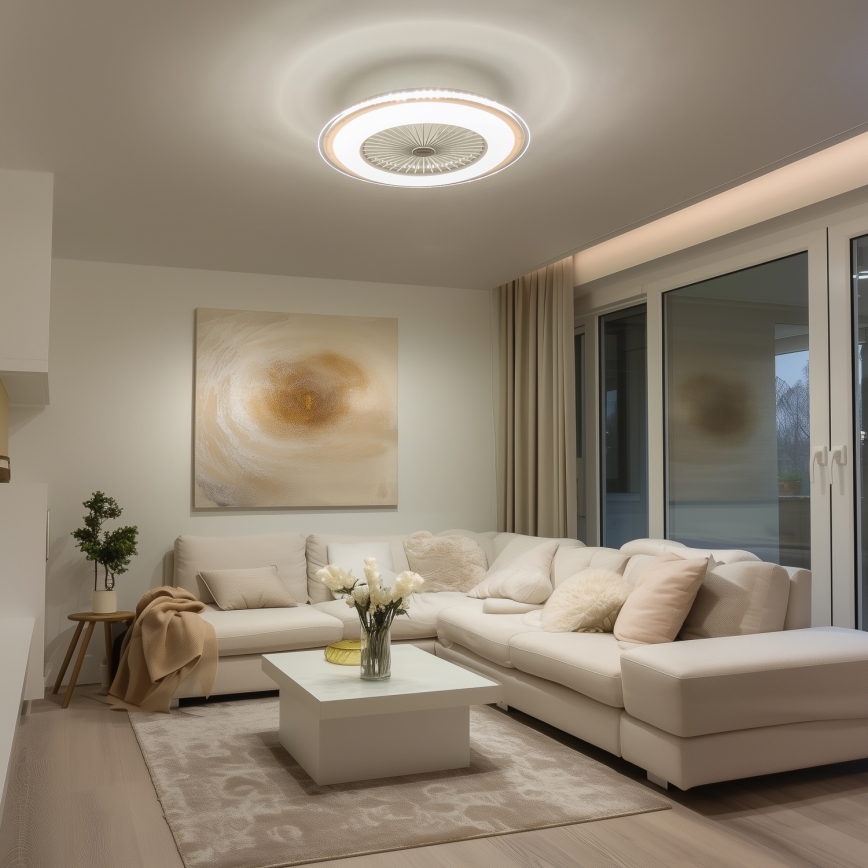 Brilagi - LED Himmennettävä valo tuulettimella RONDA LED/48W/230V 3000-6000K valkoinen + kaukosäädin